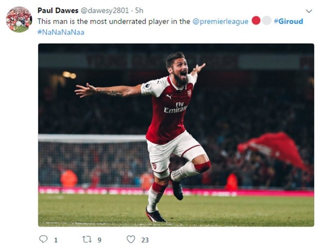 Sau một đêm, Giroud đã được fan Arsenal gọi là huyền thoại - Bóng Đá