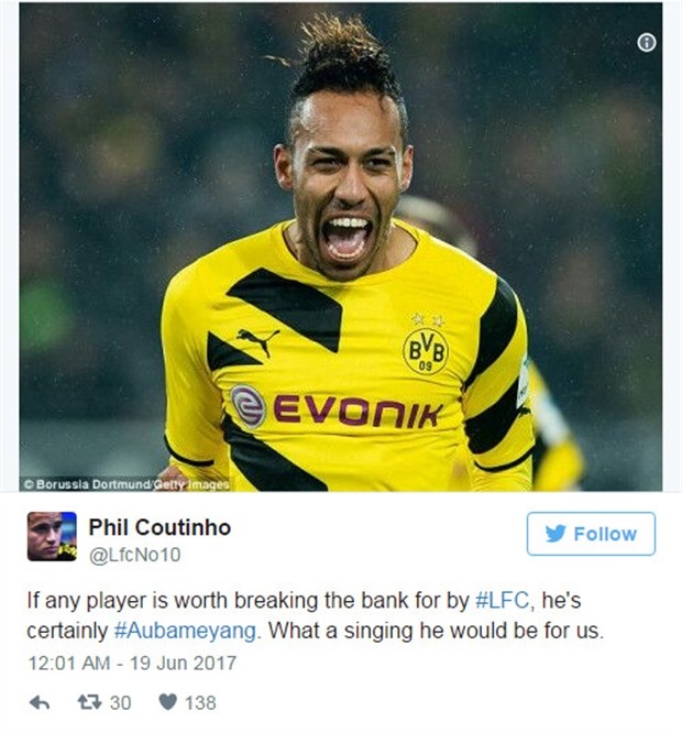 Fan Liverpool hỗn loạn trước tin đồn về Aubameyang - Bóng Đá