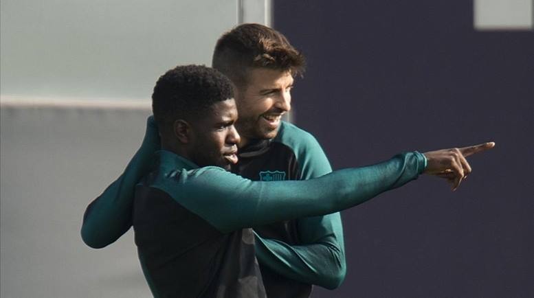 Umtiti 'dìm hàng' Pique trong phòng tập - Bóng Đá