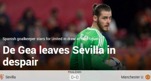 Báo chí thế giới ngả mũ thán phục David de Gea - Bóng Đá
