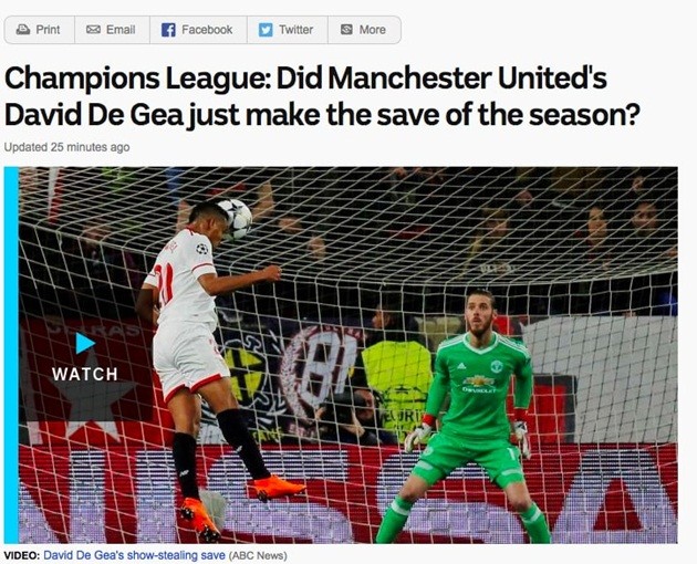Báo chí thế giới ngả mũ thán phục David de Gea - Bóng Đá