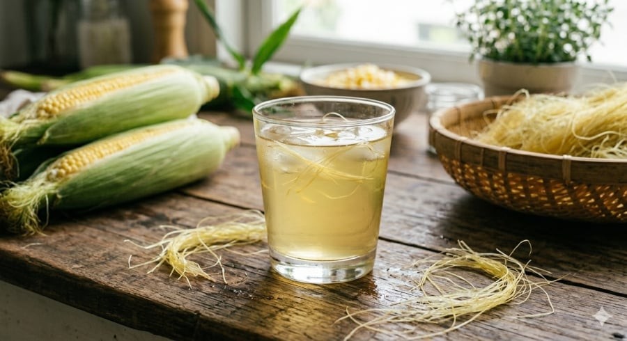 Nước râu ngô nấu đơn giản, có thể dùng trong ngày như một phần của chế độ ăn uống lành mạnh.