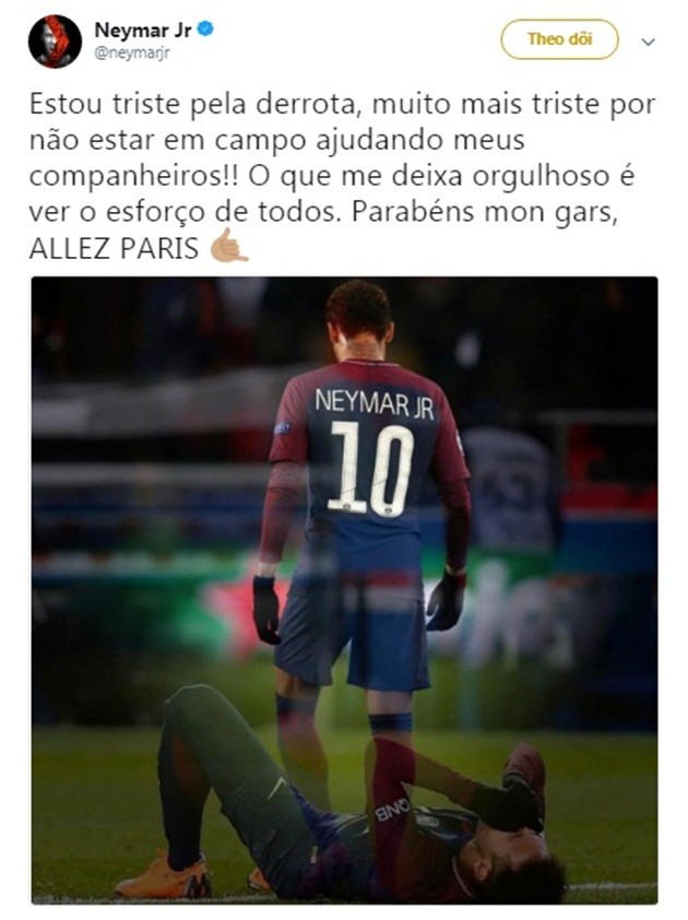 Neymar thổn thức sau thất bại của PSG - Bóng Đá