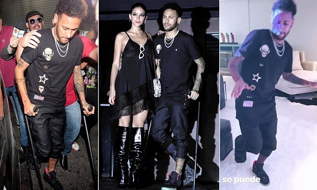 Khập khiễng dùng nạng, Neymar vẫn quẩy ở tiệc sinh nhật - Bóng Đá