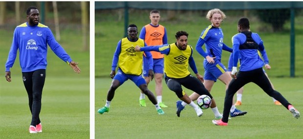 Lukaku lạc lõng trên sân tập của Everton - Bóng Đá