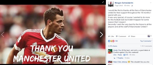 Rời Man Utd, Schneiderlin nói lời nghẹn ngào - Bóng Đá