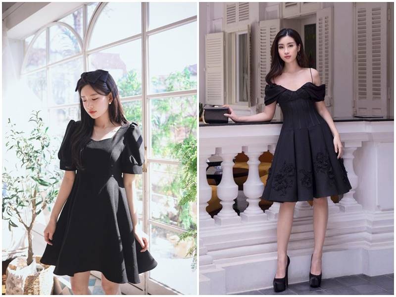 Khi kết hợp với những phom dáng gọn gàng như dáng suông, chữ A, hai dây hay cổ vuông, chiếc váy đen tạo nên một tổng thể vừa kín đáo vừa thu hút. 