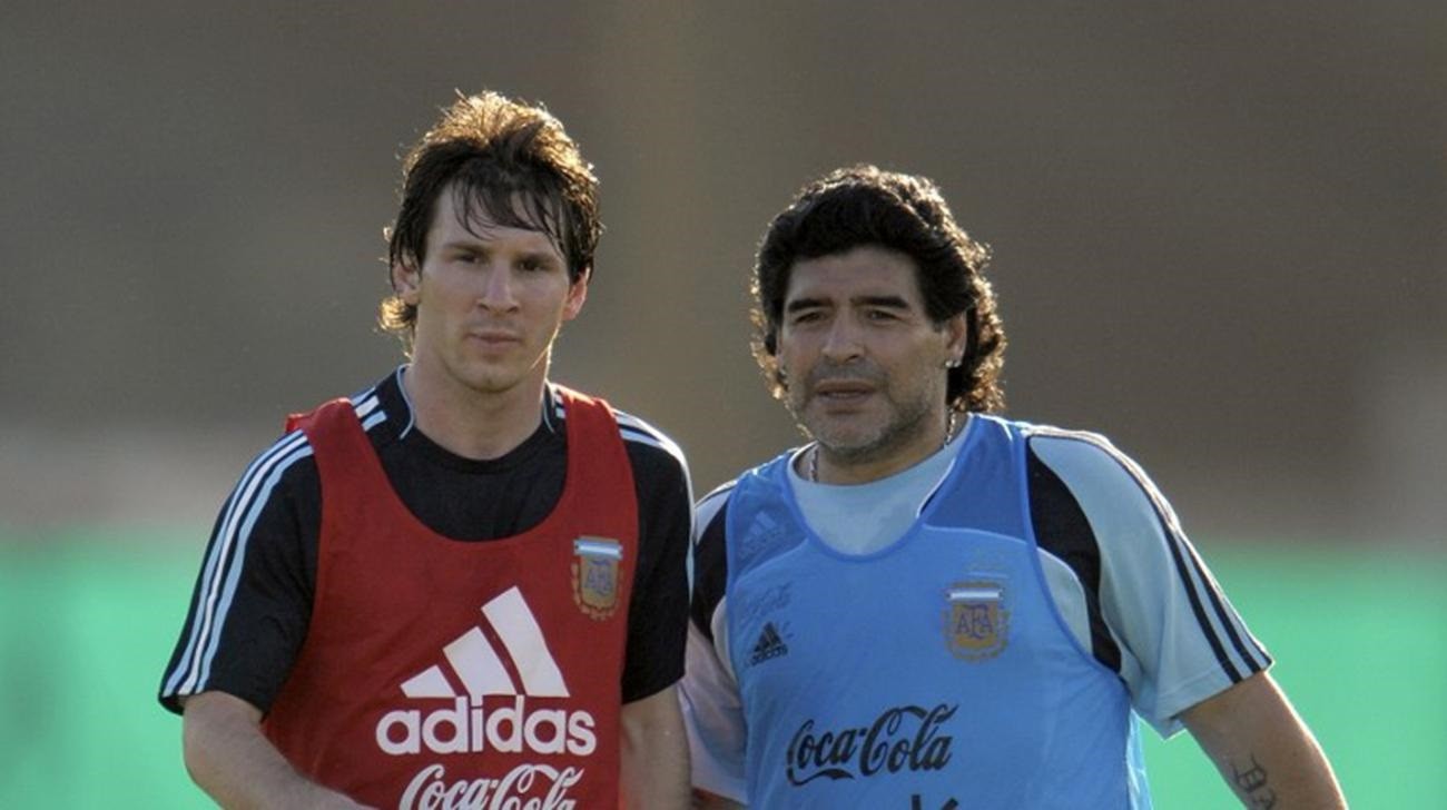 Maradona bất ngờ chê trò cũ Messi. Ảnh: Internet.
