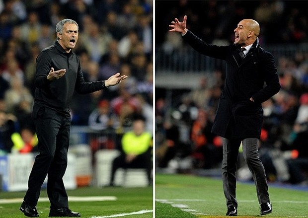 Pep Guardiola và Jose Mourinho lại có cơ hội đối mặt ở các trận derby Manchester. Ảnh: Internet.