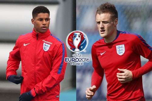 Rashford và Vardy đang đứng trước cơ hội được đá chính trên hàng công tuyển Anh. Ảnh: Internet.