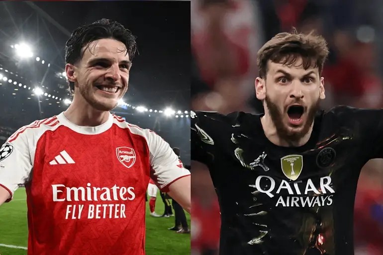 Declan Rice của Arsenal và Khvicha Kvaratskhelia của Paris Saint-Germain sẽ đóng vai trò quan trọng trong trận chung kết.