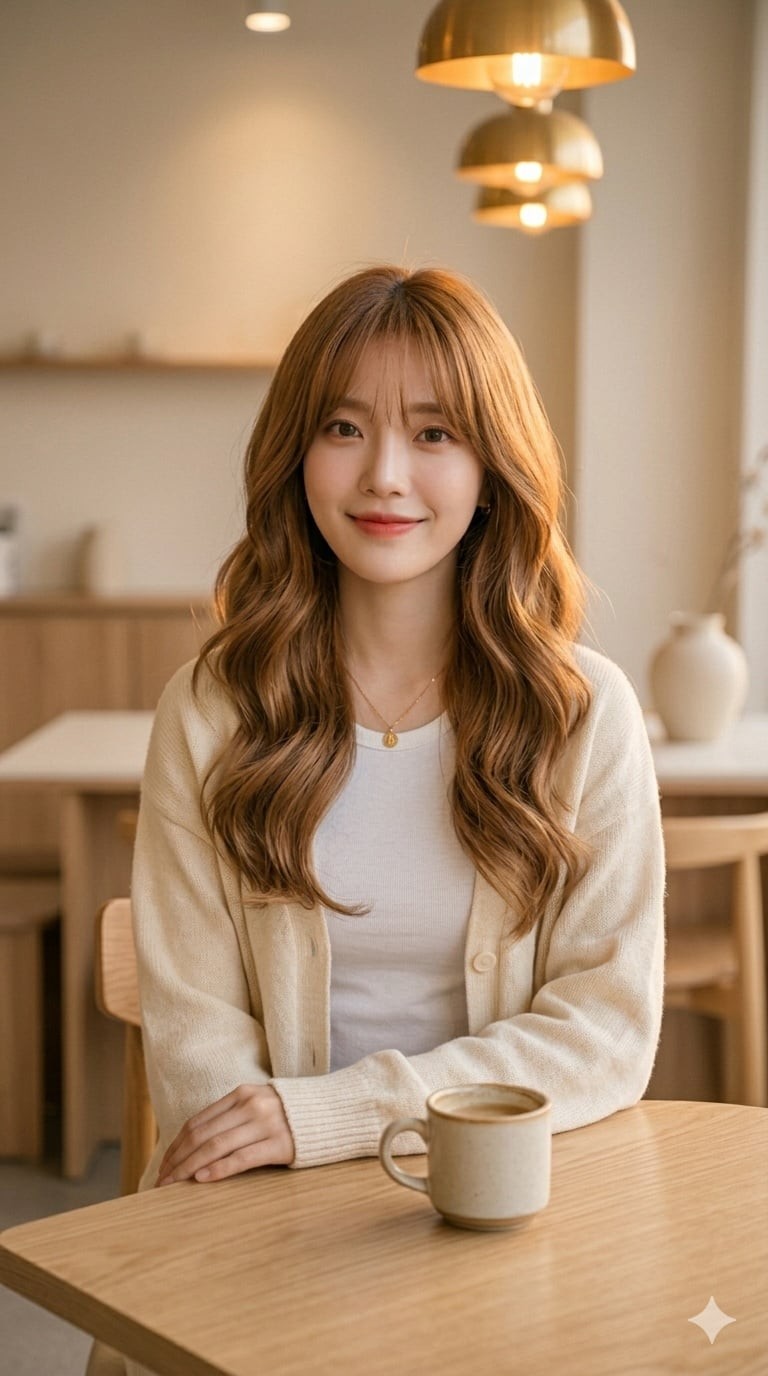 Nâu caramel sương mờ là lựa chọn phù hợp cho người muốn đổi màu tóc nhẹ nhàng nhưng vẫn đủ nổi bật.
