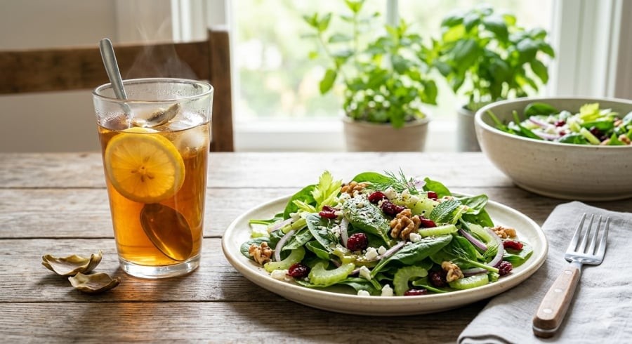 Chế độ ăn nhiều rau xanh và thực phẩm tươi tự nhiên giúp giảm áp lực chuyển hóa cho gan mỗi ngày.