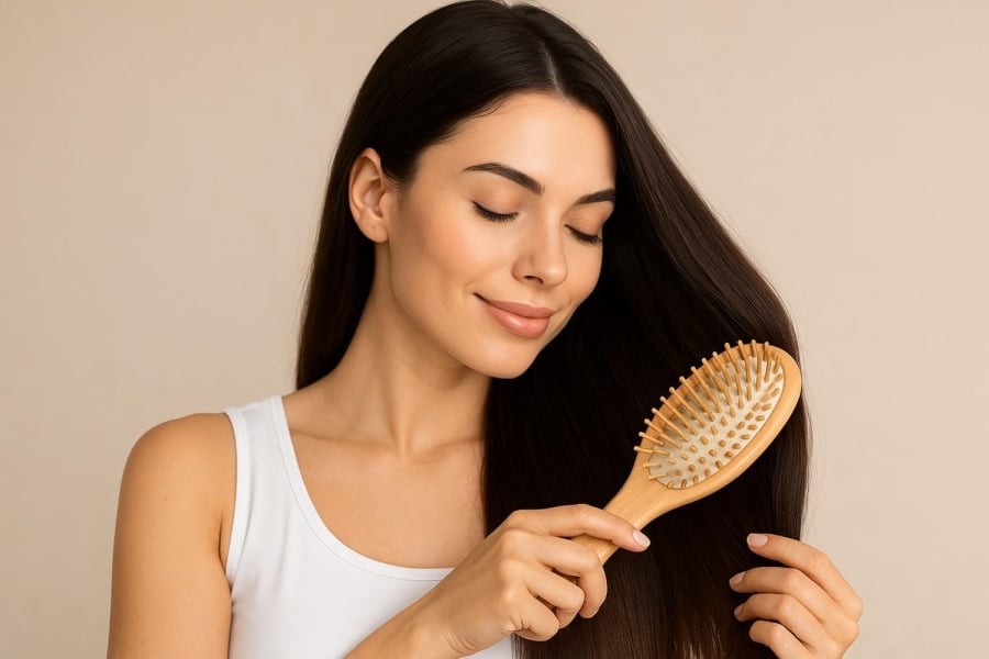 Không chỉ làn da, mái tóc cũng chịu ảnh hưởng mạnh từ nắng và nước biển. 