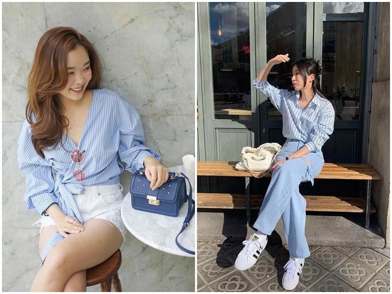 So với sơ mi trắng cổ điển, gam xanh pastel tạo hiệu ứng mềm mại hơn nhưng vẫn giữ được nét chuyên nghiệp cần có khi đi làm.