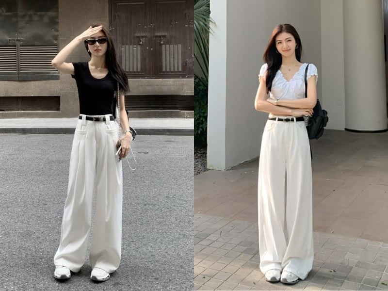 Thiết kế quần suông giúp đôi chân trông dài hơn, đồng thời tạo cảm giác thanh thoát và gọn gàng. 