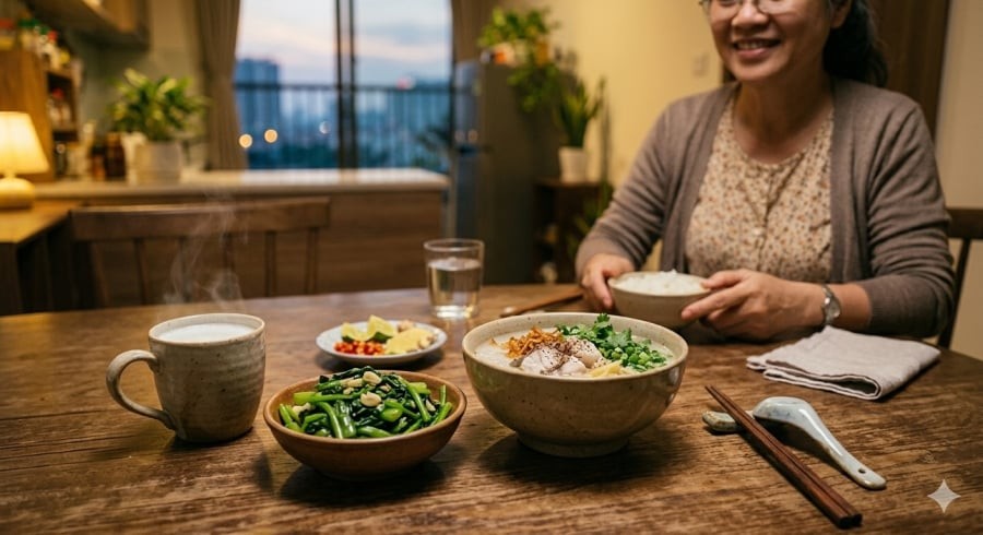 Nhiều chuyên gia khuyến khích người trung niên ưu tiên các món dễ tiêu hóa vào buổi tối để cơ thể được thư giãn sau một ngày dài.