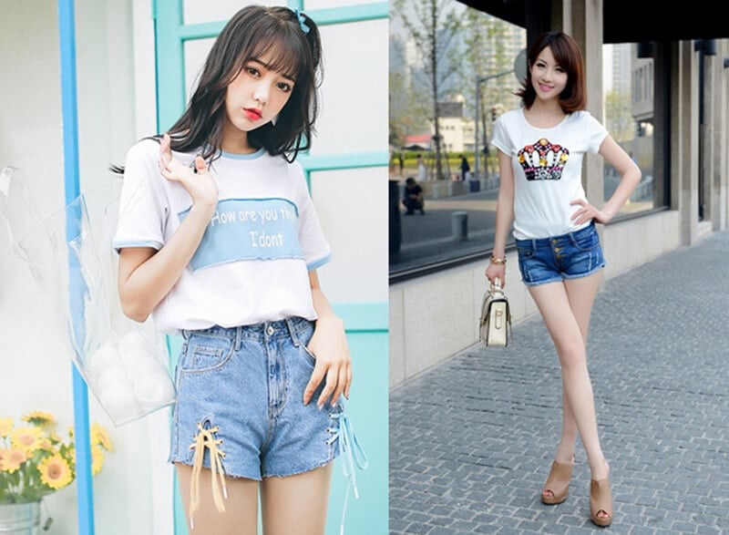Những mẫu áo thun in họa tiết khổ lớn hoặc đính quá nhiều chi tiết lấp lánh thường gây chú ý ngay từ cái nhìn đầu tiên. 
