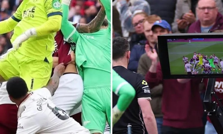 Gabriel Magalhaes đã kéo áo Pablo Fornals trong tình huống dẫn đến bàn thắng bị tước của West Ham United.