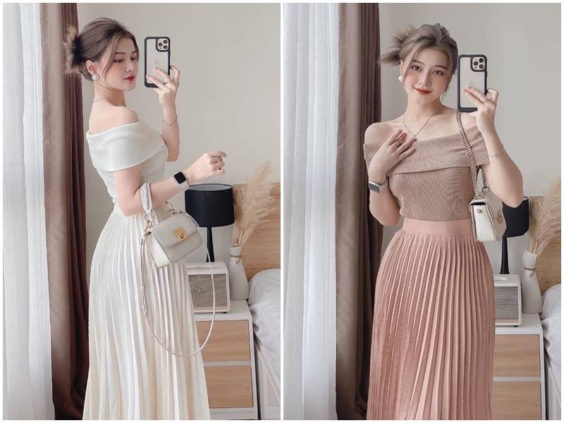 Sự kết hợp này tạo cảm giác mềm mại, bay bổng và đặc biệt phù hợp với những chuyến du lịch hoặc các buổi hẹn hò mùa hè.