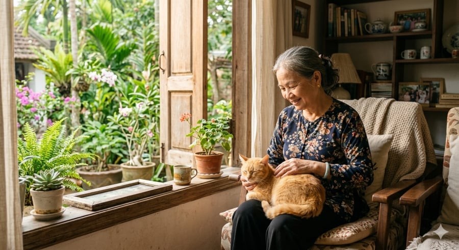 Thú cưng mang lại cảm giác bầu bạn và giúp nhiều người lớn tuổi cảm thấy cuộc sống vui vẻ hơn mỗi ngày.