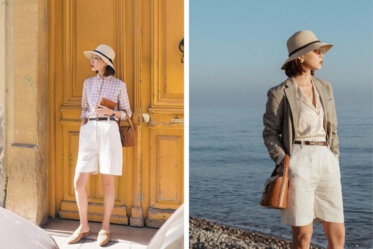 So với short tối màu, thiết kế màu trắng giúp outfit nhìn nhẹ nhàng và sang hơn đáng kể.