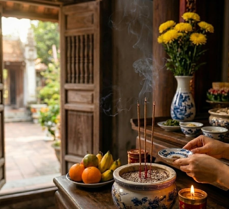 Ở góc độ thực tế, việc mở cửa còn giúp khói hương thoát ra ngoài, hạn chế mùi ám trong nhà và giảm cảm giác ngột ngạt.