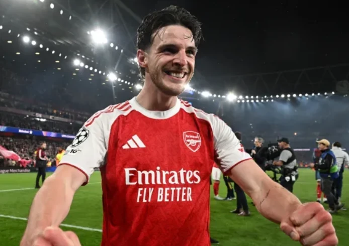 Rice trong màu áo Arsenal.