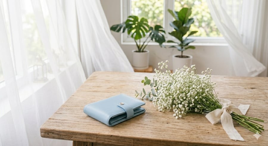 Chiếc ví xanh pastel dịu mắt