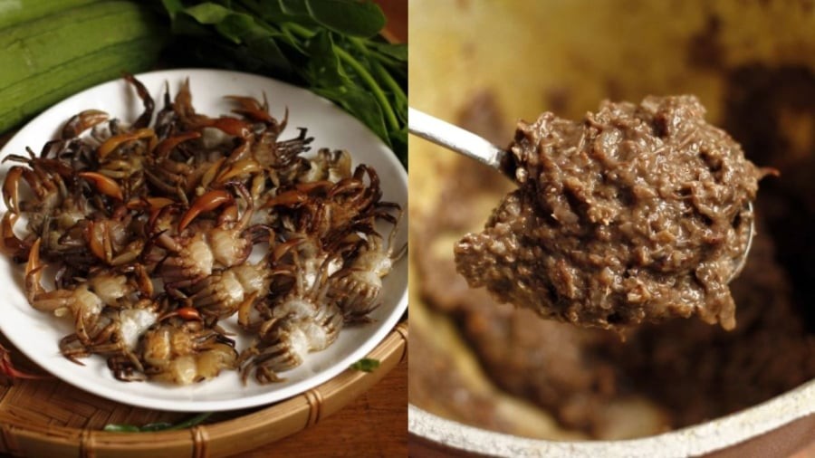 Làm sạch cua và giã nhuyễn.