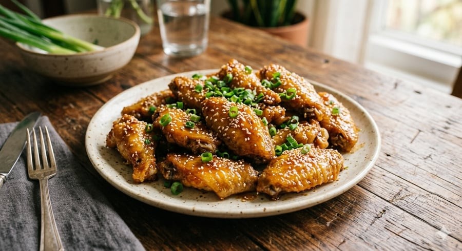 Cánh gà sốt mật ong vàng óng, thơm ngọt đậm đà khiến cả nhà chỉ muốn ăn ngay khi vừa dọn lên bàn.