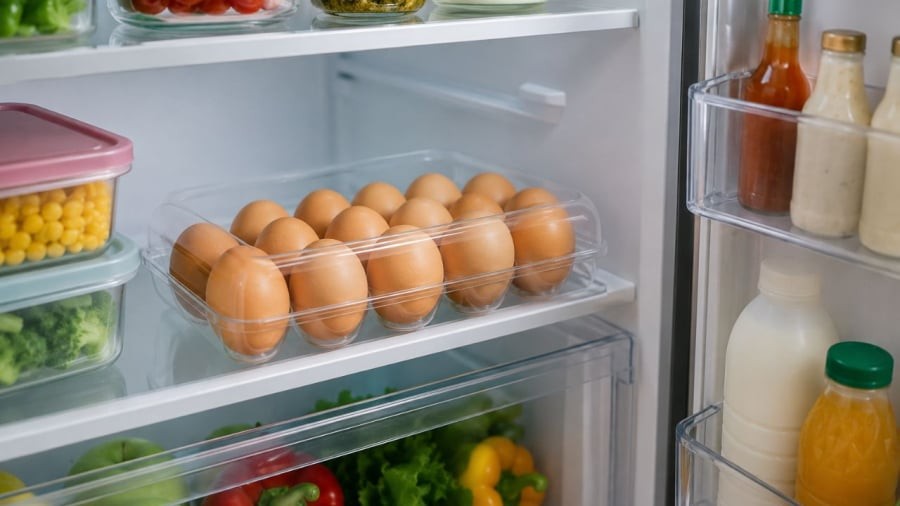 Hãy để trứng ở giữa ngăn hoặc ngăn trên