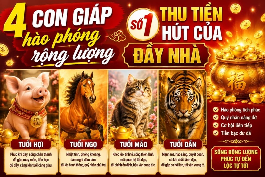 4 con giáp hào phóng rộng lượng, số 1 thu Tiền hút của đầy nhà