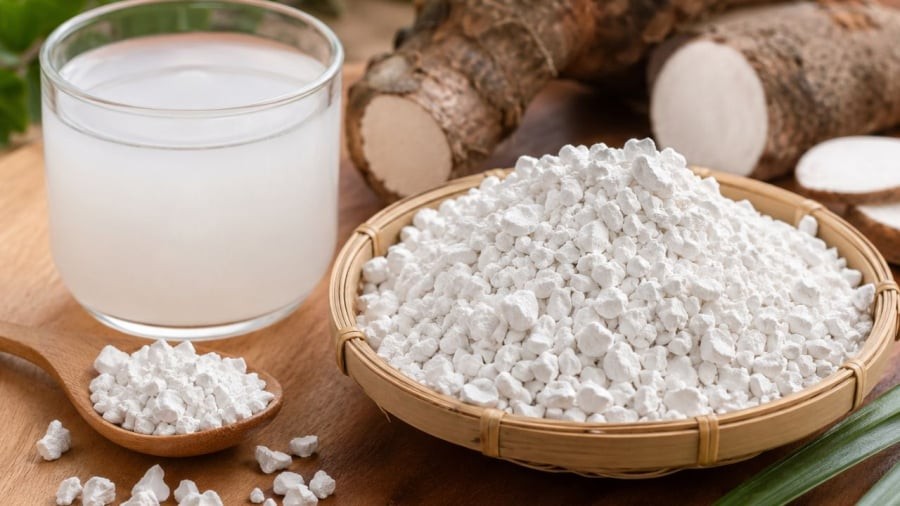 Bột sắn dây nguyên chất khi pha sẽ trong veo