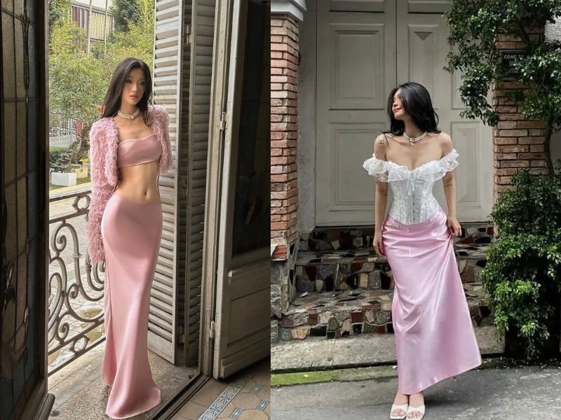 Chất liệu có độ rủ nhẹ giúp tổng thể trông mềm mại và thanh thoát hơn, đồng thời tạo cảm giác sang trọng một cách tự nhiên.