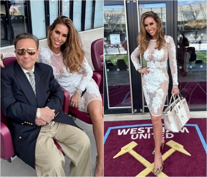 Ampika Pickston đạp lên logo CLB West Ham tạo dáng rồi đăng lên mạng xã hội.