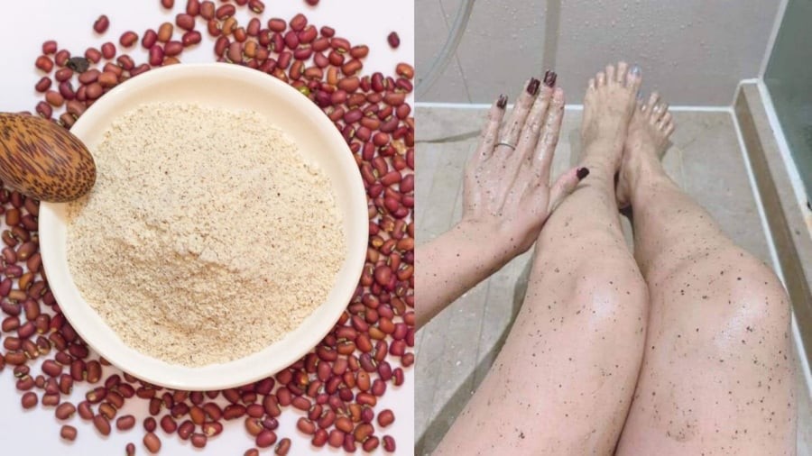 Sử dụng bột đậu đỏ để tắm giúp da mịn màng, trắng hồng tự nhiên.