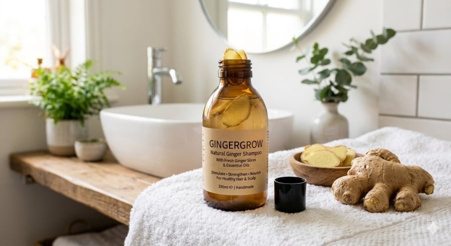 Cho vài lát gừng vào dầu gội là mẹo đơn giản được nhiều người áp dụng để hỗ trợ giảm gàu, làm sạch da đầu.