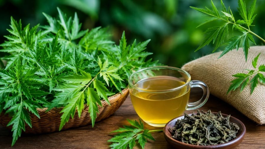 Nấu nước lá đinh lăng như một loại trà
