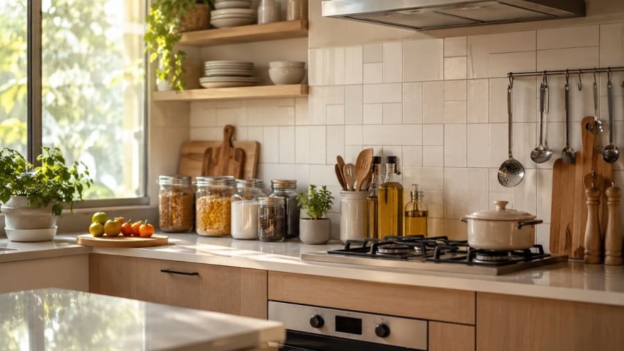 Ngày hè vị trí gần bếp càng nóng càng cần tránh đặt những thứ này ở gần