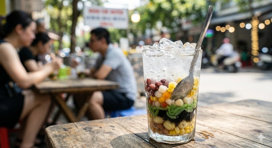 Nhiều người cho rằng chè ngon nhất là lúc đá tan nhẹ, vị ngọt dịu đi và cảm giác mát lạnh lan khắp cổ họng.