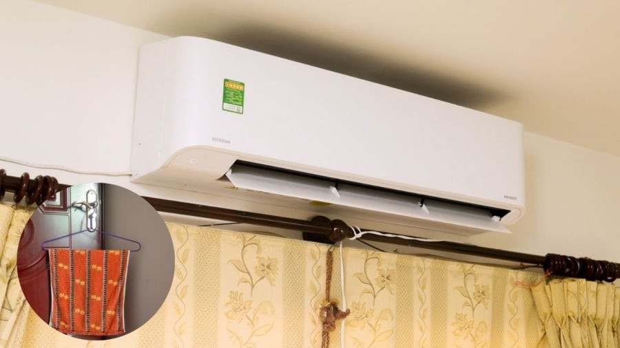 Bạn có thể treo một chiếc khăn ẩm trong phòng điều hòa để duy trì độ ẩm, tránh khô miệng, khô mũi.