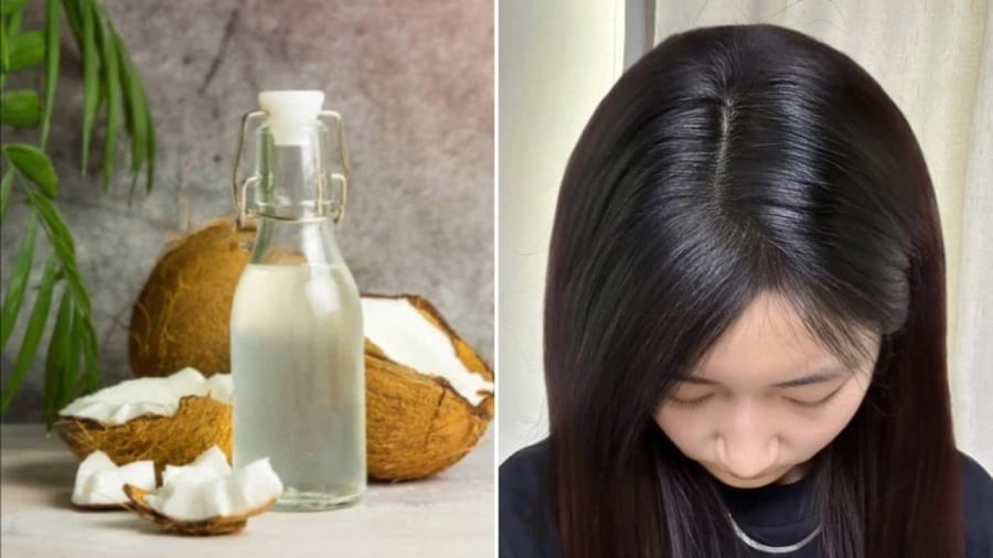 Các axit béo trong dầu dừa tạo thành một lớp màng bảo vệ, giữ lại độ ẩm cần thiết, giúp tóc giảm khô xơ, chẻ ngọn và hạn chế tối đa tình trạng gãy rụng do giòn yếu.