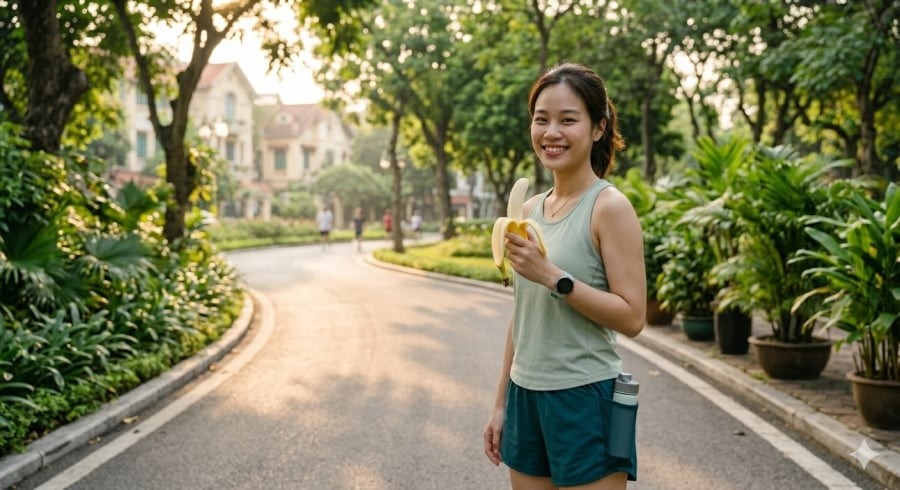 Ăn chuối khoảng 30–60 phút trước khi vận động giúp cơ thể có thêm năng lượng và duy trì sức bền hiệu quả hơn.
