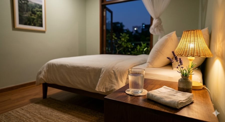 Chỉ vài vật dụng quen thuộc đặt cạnh giường cũng có thể giúp bạn ngủ ngon hơn trong những đêm hè nóng bức.