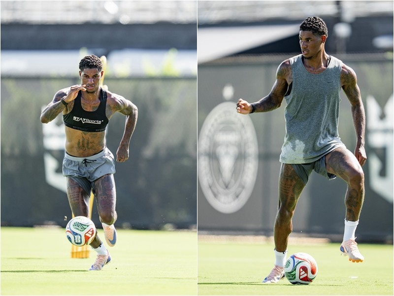 Marcus Rashford khoe ảnh tập luyện tại Mỹ.
