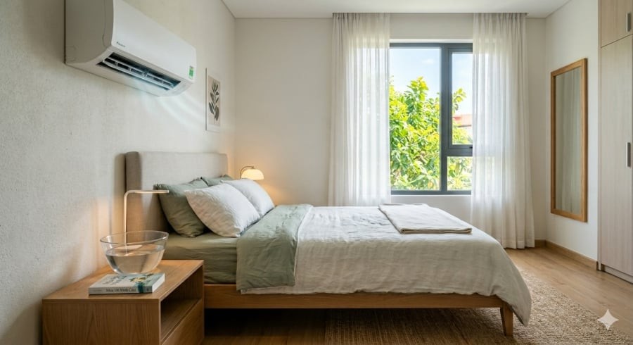 Đặt một bát nước nhỏ trong phòng điều hòa là mẹo đơn giản được nhiều gia đình áp dụng để giúp không gian dễ chịu hơn trong những ngày nắng nóng.