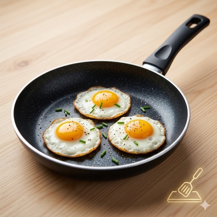Để biết lớp chống dính đã được phục hồi thành công chưa, bạn hãy thử chiên một quả trứng không dầu.