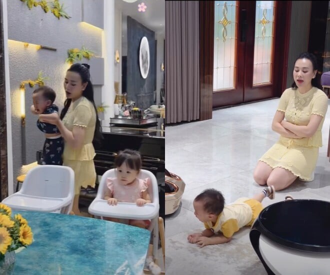 Phương Oanh hoa mắt chóng mặt khi hai con bước vào khủng hoảng tuổi lên 2