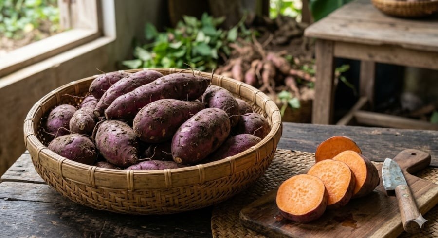 Khoai lang là thực phẩm giàu chất xơ và nhiều vitamin có lợi cho sức khỏe.